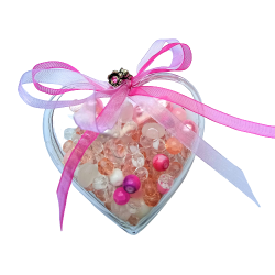 Srdíčko se skl.korálky, červený mix