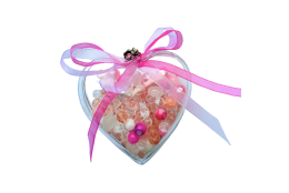 Srdíčko se skl.korálky, růžový mix