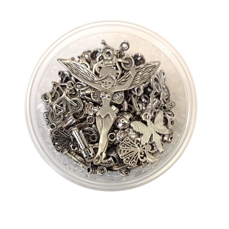 MIX přívěsků a korálků stříbrný 150g