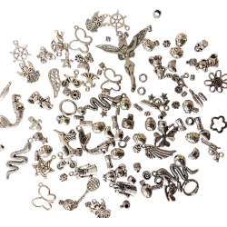 MIX přívěsků a korálků stříbrný 150g