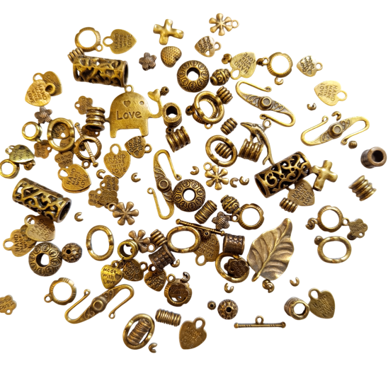 MIX přívěsků a korálků stříbrný 150g