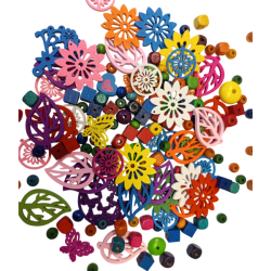 Mix dřevěných korálků 130g