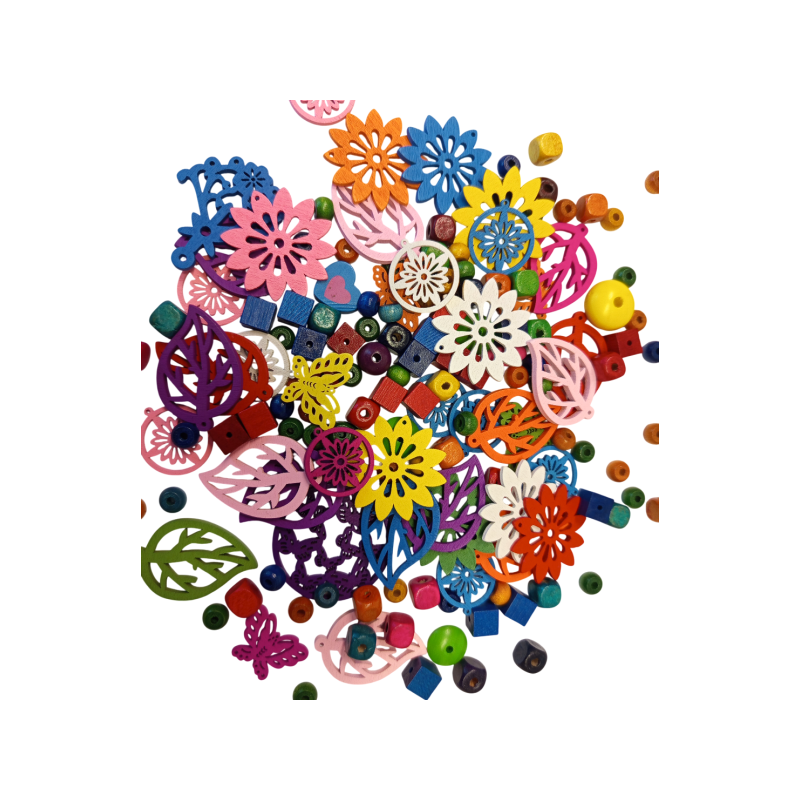 Mix dřevěných korálků 130g