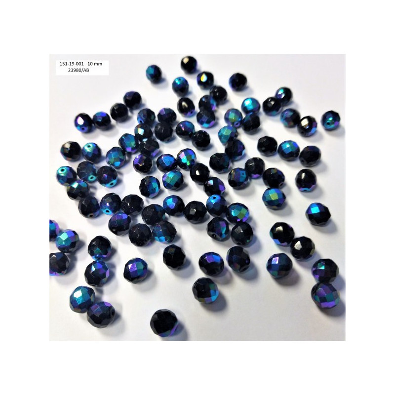 VÝHODNĚ Korálky broušené 10mm černé ohňovky 1kg