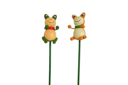 Dřevěná žába na tyčce 10 ks ve 2 barvách