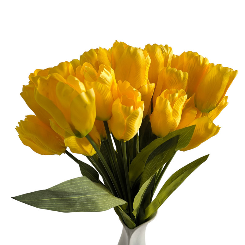 Kytice vázaná 3 ks tulipán žlutý 48 cm