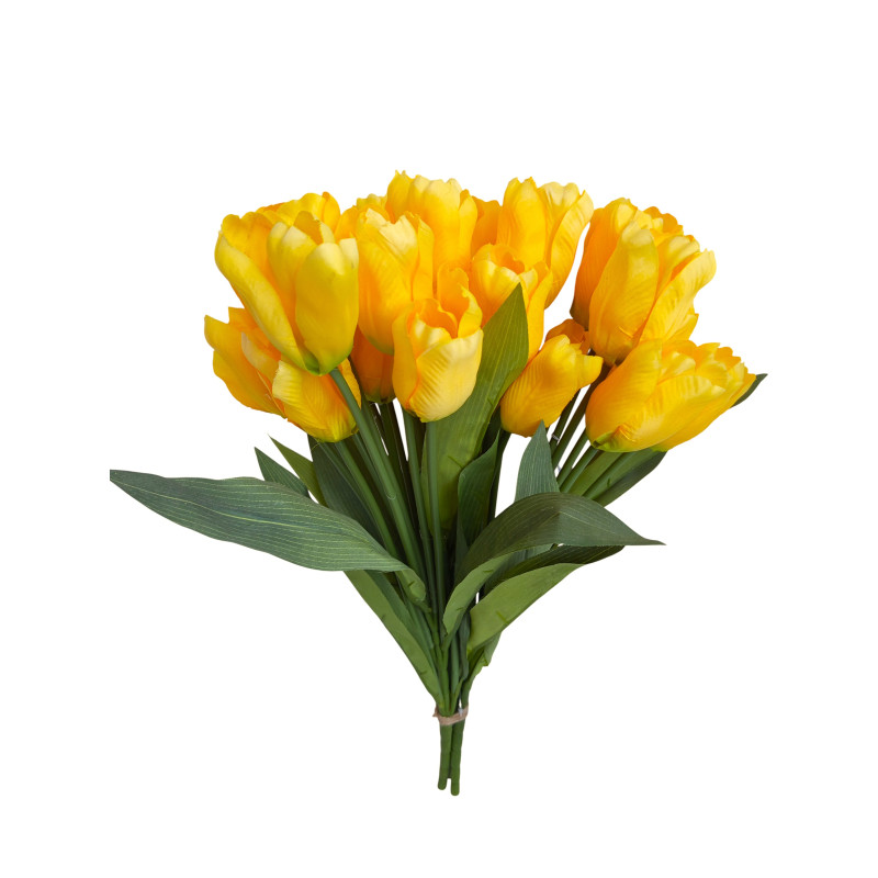 Kytice vázaná 3 ks tulipán žlutý 48 cm