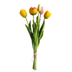 Tulipán svazek 5 ks žluto-oranžový 39 cm
