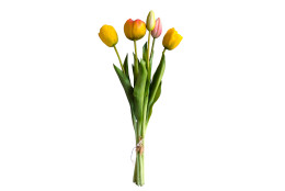 Tulipán svazek 5 ks žluto-oranžový 39 cm
