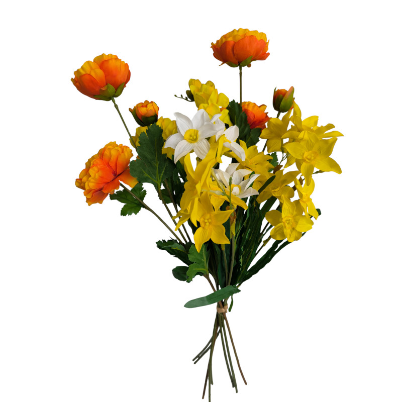 Kytice vázaná žluto-oranžová 65 cm