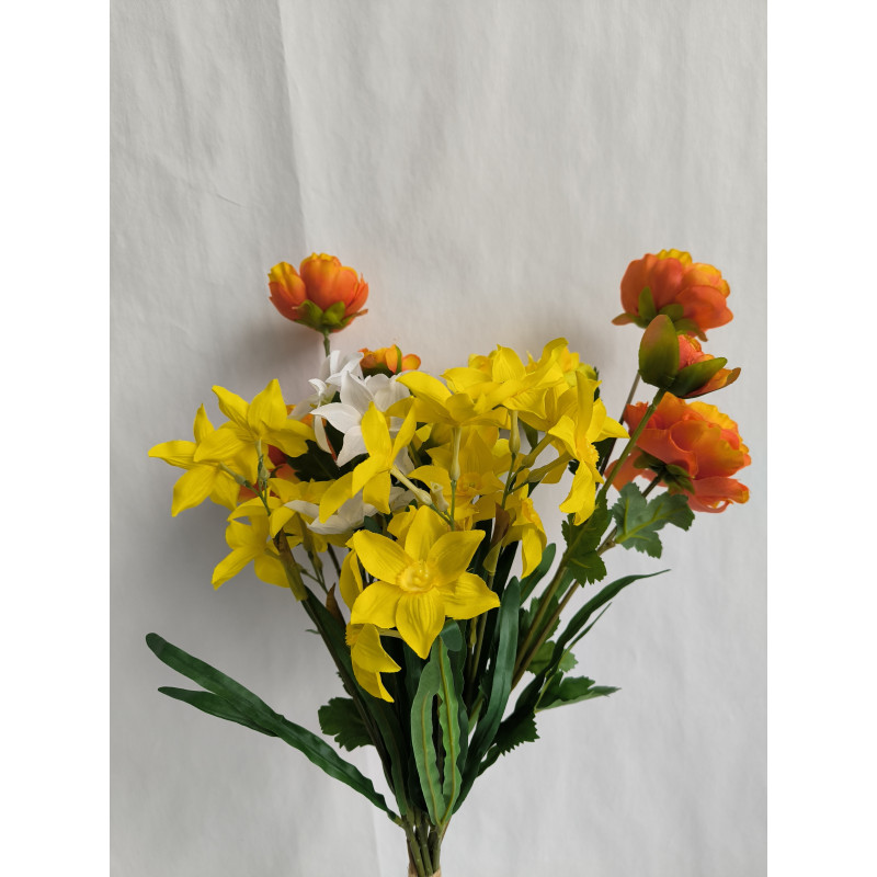 Kytice vázaná žluto-oranžová 65 cm