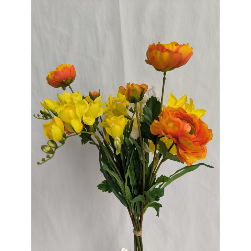 Kytice vázaná žluto-oranžová 65 cm