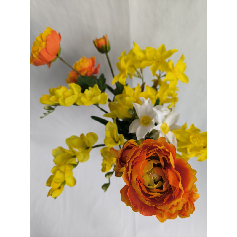 Kytice vázaná žluto-oranžová 65 cm