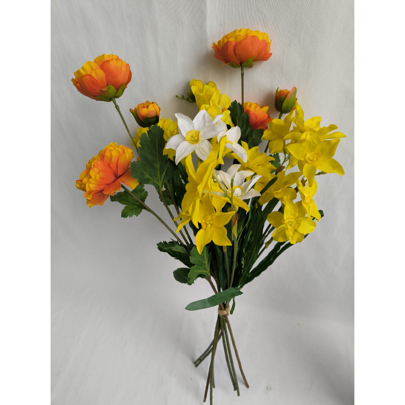 Kytice vázaná žluto-oranžová 65 cm