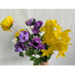 Kytice vázaná žluto-fialová 67 cm