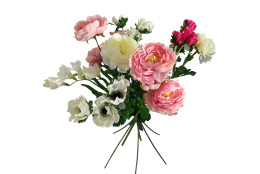 Kytice jarní ranunculus, frézie sasanka, 8 ks, v.65 cm