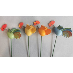 Kohoutek a slepička na tyčce 4 ks