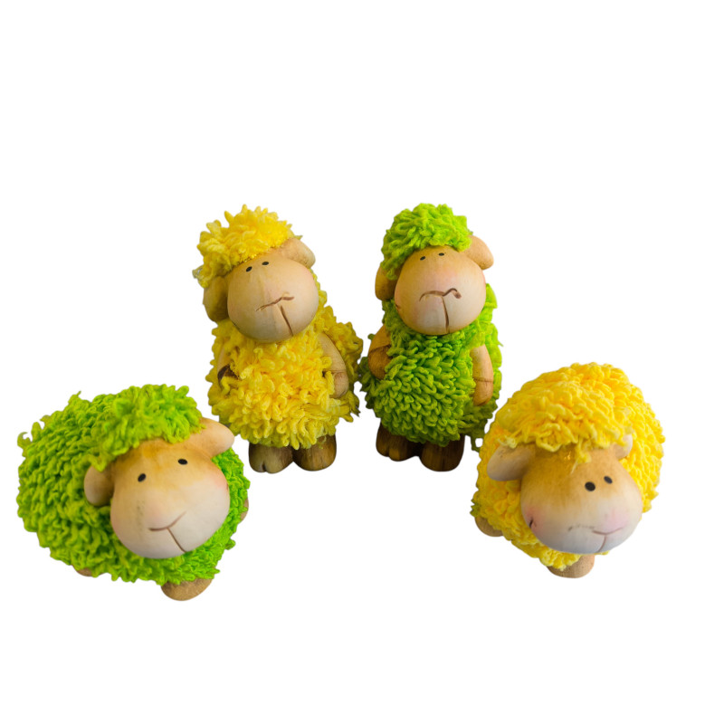 Veselé keramické ovečky s kožíškem 4 ks