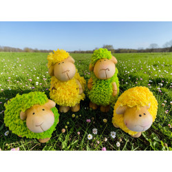 Veselé keramické ovečky s kožíškem 4 ks