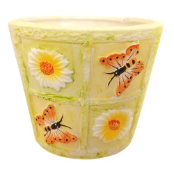 Obal keramický jarní zelinkavý 9x8 cm