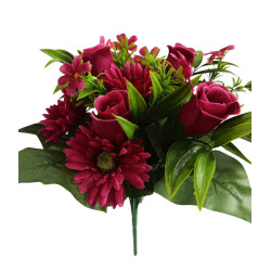 Kytice růže, gerbera fuchsiová 35 cm