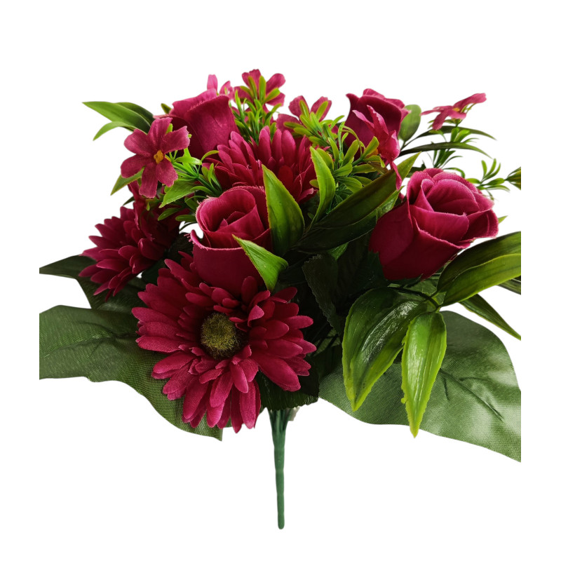 Kytice růže, gerbera fuchsiová 35 cm