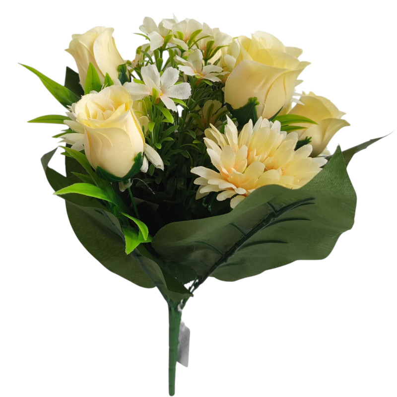 Kytice růže, gerbera sv. žlutá 35 cm