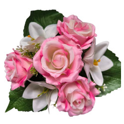 Růže s lilií v květináči sv. růžová 17 cm