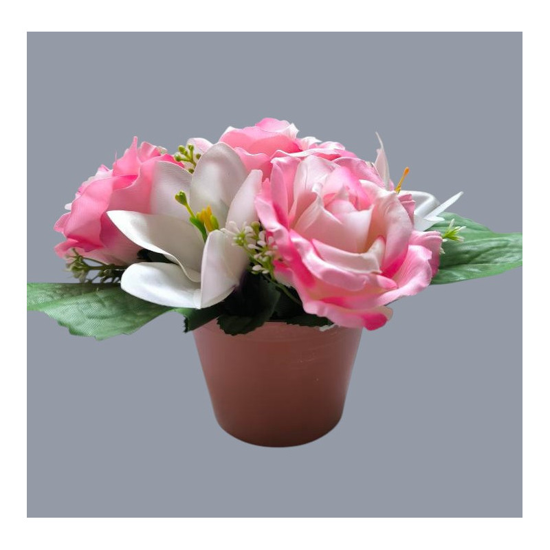 Růže s lilií v květináči sv. růžová 17 cm