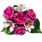 Růže s lilií v květináči fuchsiová 17 cm