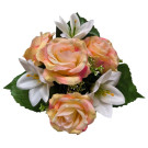 Růže s lilií v květináči lososová 17 cm