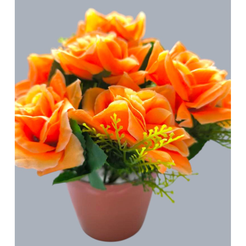Růže v květináči oranžová 22 cm