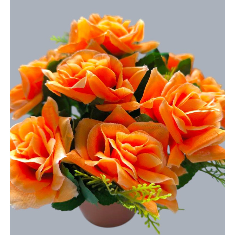 Růže v květináči oranžová 22 cm