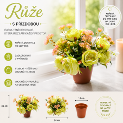 Růže s přízdobou v květináči zelená 22 cm