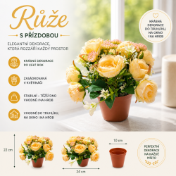 Růže s přízdobou v květináči sv. broskvová 22 cm