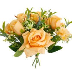 Kytice vázaná růže a hortenzie sv. oranžová 32 cm