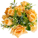 Kytice vázaná růže a hortenzie sv. oranžová 32 cm