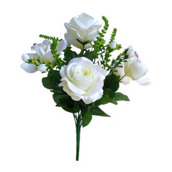 Růže kytice s orchidejí bílá 40 cm