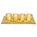 Svícen vánoční zlatý skleněný set 32*12*6,5 cm