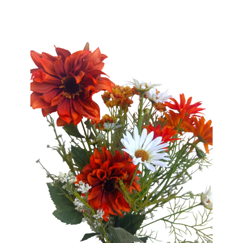 Kytice vázaná jiřina a kopretina oranžová 60 cm