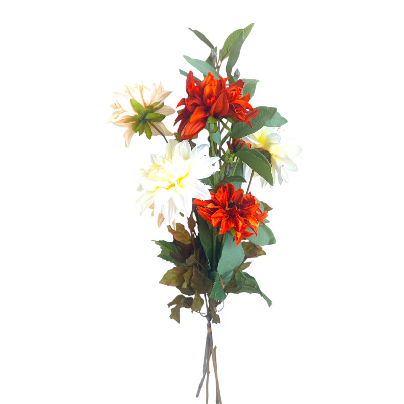 Kytice vázaná jiřiny oranžovo-krémová 74 cm