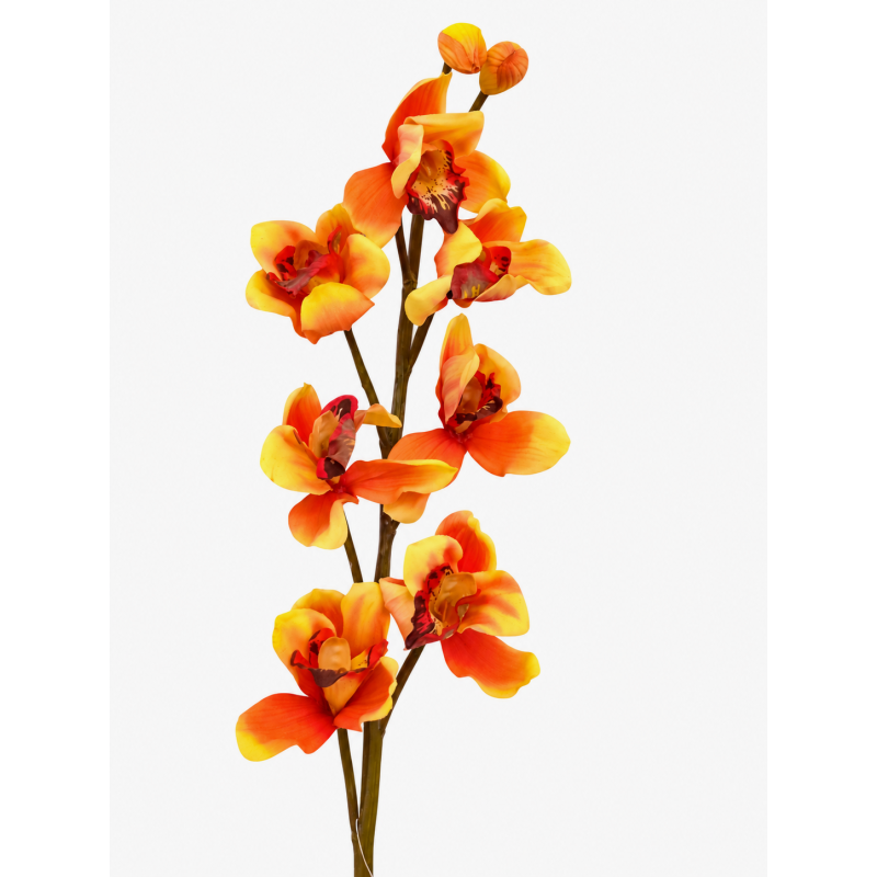 Orchidej Cybidium oranžovo-žlutá 90 cm