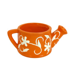 Konvička keramická oranžová s kytičkami 6*14*8,5 cm