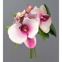 Orchidej s hortenzií kytička vázaná bílo-fialová 20 cm