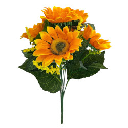 Slunečnice kytice tm. žlutá 33 cm