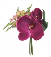Orchidej s hortenzií kytička vázaná tm. fialová 20 cm
