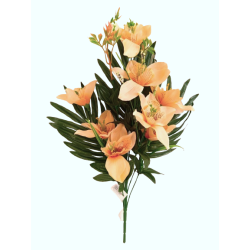 Kytice orchidej s palmovým listem sv. lososová 50 cm