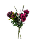 Kytice vázaná vínové pivoně a eukalyptus 72 cm