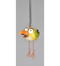 Pták plechový závěsný zeleno-žluto-oranžový 24*95 cm