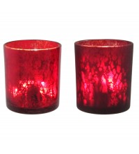 Sada skleněných svícnů 5 ks červené 7*8 cm